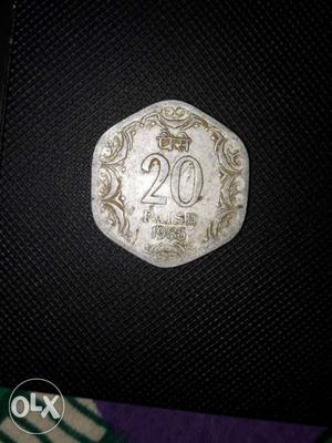 Indian old coin 20 paisa
