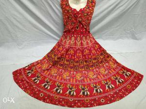 Jaipuri cotton long frock for girls, size xl and