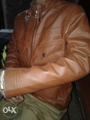 Men's Brown Zip-up Leather Motorcycle Jacket