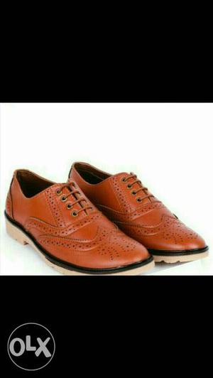 Men's Pair Brown Leather Dress Shoes