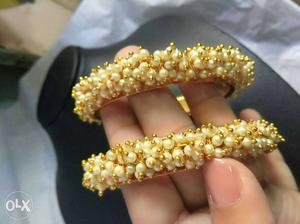 New Gold Beaded Bangle Bracelets