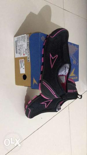 Pair Of Black-and-pink Shoes With Box