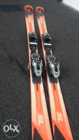 Pair Of Orange And Gray Snow Ski Boards urgent to sell