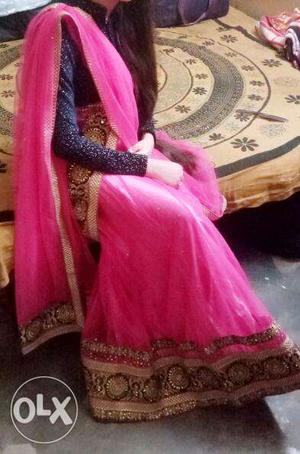 Pink and blue combination lehnga with dupatta...