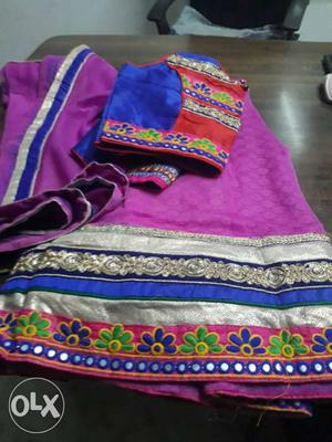 Pinkish party wear legnga choli with dupatta