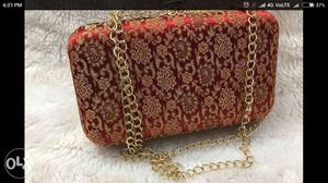 Red And Brown Floral Crossbody Bag