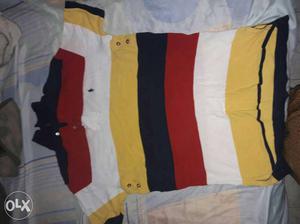 Red, White, Yellow, And Black Stripe Shirt