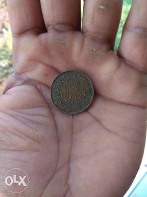 Round Bronze 1 Indian Quarter Anna Coin