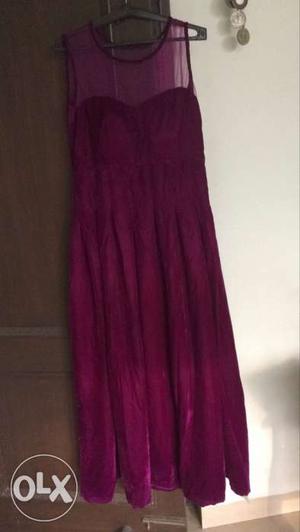Women's Purple Sleeveless Scoop-neck Dress