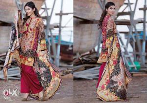 Women's Red And Yellow Floral Traditional Dress