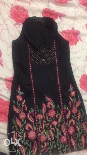 Black floral embroidered dress
