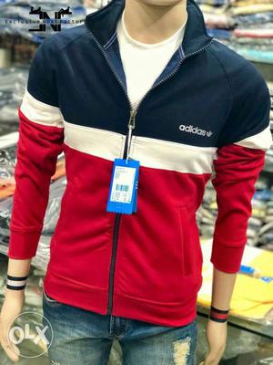 Blue, White And Red Adidas Full-zip Jacket