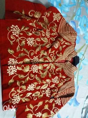 Brand New Golden Red colored Floral Traditional velvet
