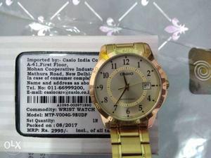 Brand new Casio Gold watch with date for men