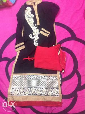 Designer dress with pant and duppatta. front and