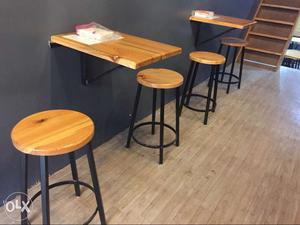 Four Brown Stools 2 brown tables