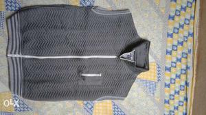 Grey Chevron Zip-up Vest