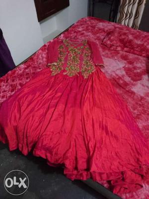 New pink colour traditional gown.. embroidery on