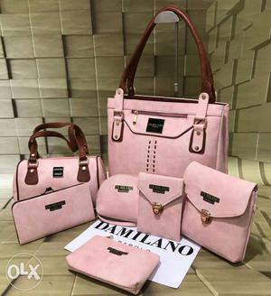 Pink Damilano Leather Tote Bags