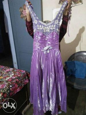 Purple Floral Spaghetti Strap Scoop-neck Dress
