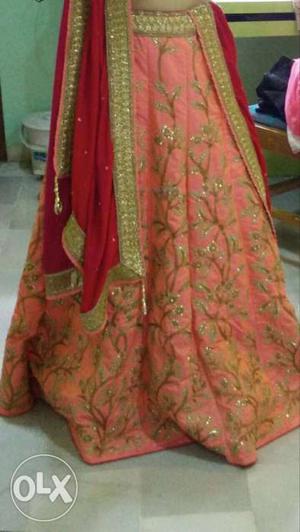 Raw silk fully embroidered lehenga for sale