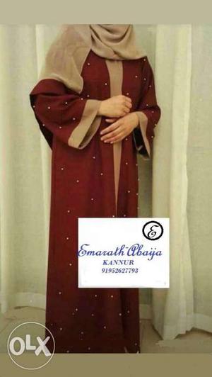 Red And Brown Abaya Traditional Dress