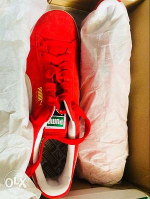 Red And White Puma Suede Sneaker With Box fresh pice