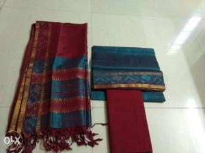 Red, Blue, And Brown Textile