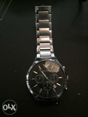 Round Black Face Emporio /Armani Chronograph Watch With