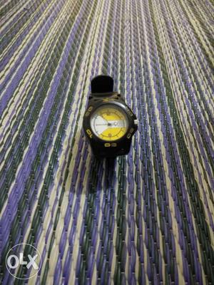 Sonata wrist watch With Black Leather Strap
