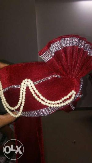 Wedding shervani with red feta and red dhoti...