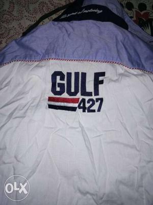 White And Blue Gulf 427 sporty half sleeve shirt
