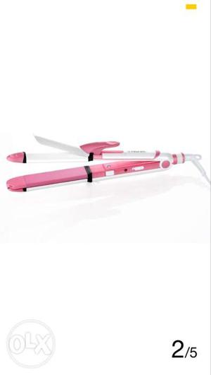 White And Pink Hair Flat Iron
