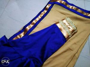 Women's Beige And Blue Traditional Dress