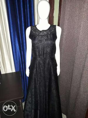 Women's Black Floral Sleeveless Dress