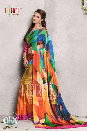 Women's Blue, Green, Orange, And Yellow Traditional Dress