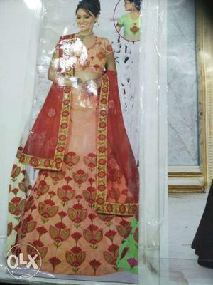 Women's Red And Gold Sari Dress