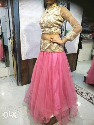 Women's Yellow And Pink Traditional Dress