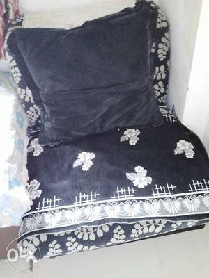 Black And White Floral Suede Chair(sofa)