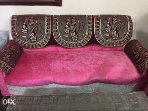 Pink And Gray Suede Couch