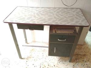 Rectangular Brown Wooden 2-drawer Table