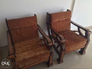 Sparingly used wooden sofa set 3 seater + Two 1 seaters and