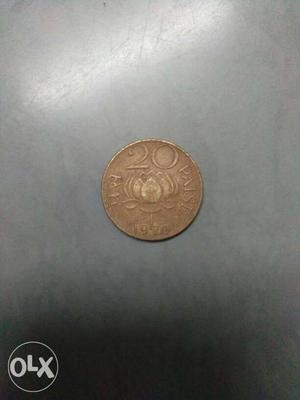 20paisa  lotus coin 48 years old.