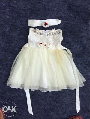 Baby's White Floral Sleeveless Dress