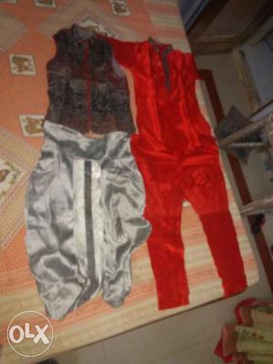 Black Vest And Red dhoti kurta Size-28 For a 7-8 year boy