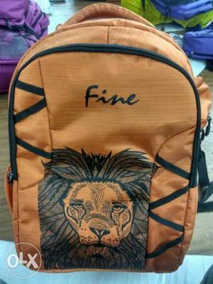 Brown And Black Fine Lion Print Backpack