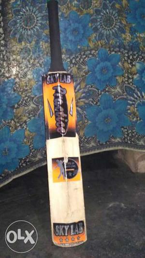 Brown And Brown Sky Lab Cricket Bat made from Willow wood.