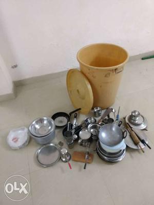 Household utensils and drum