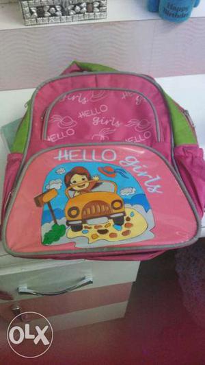 Kids pink color school bag