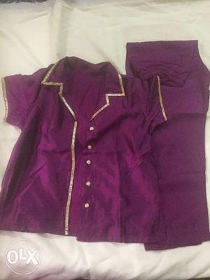 Magenta silk top and pant with lining, to fit age
